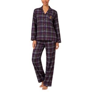 LRL Ralph Lauren Y2K Plaid Flannel Pajama Set 100% Cotton Sleepwear Womens M
